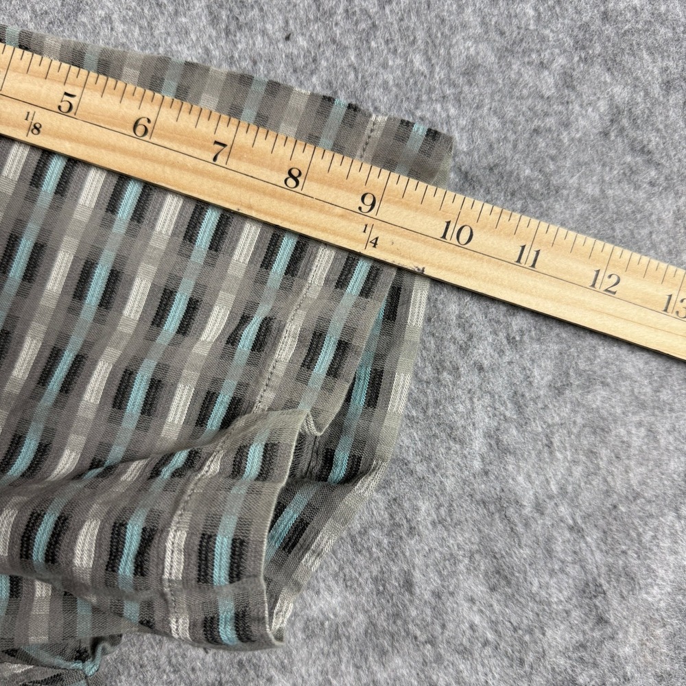 Tommy Bahama Mens Camp Shirt Large Gray Geometric Print Heritage Silk Cotton - Picture 6 of 11